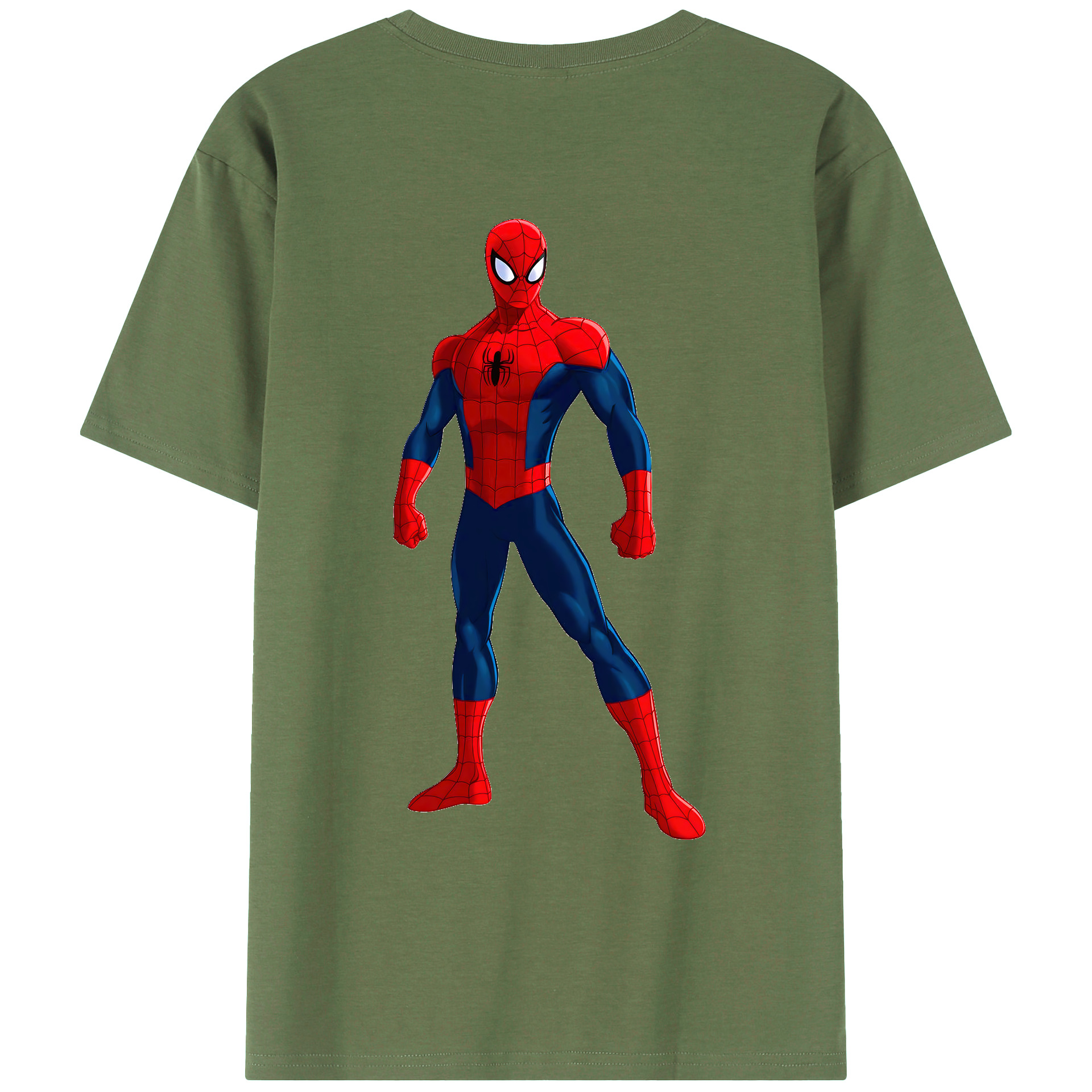 （画像用） Spider Man スパイダーマン 綿100％ メンズ半袖Tシャツ（バックプリント） 通気性